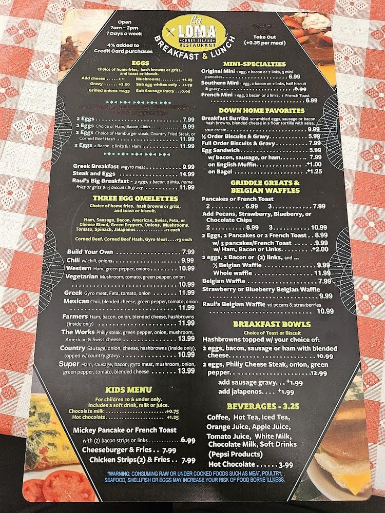 La Loma Coney Island Restaurant Menu image 3